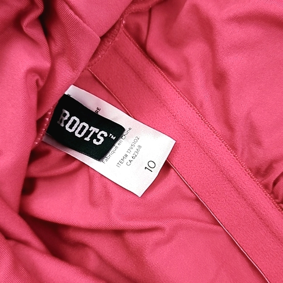 ROOTS Women's One Piece Pink Swimsuit  Floral Print High Neck High Back Sz 10 - Picture 10 of 16